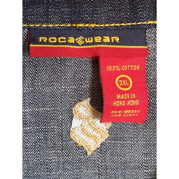 Rocawear Blue Denim Jean Button Down Jacket sz 3xl - Picture 9 of 9